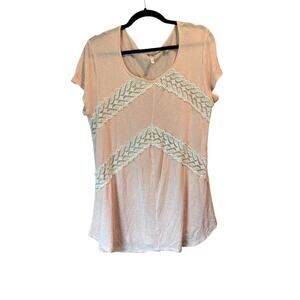 Lime n Chili Blush Pink Lace Trim Tee Size Large